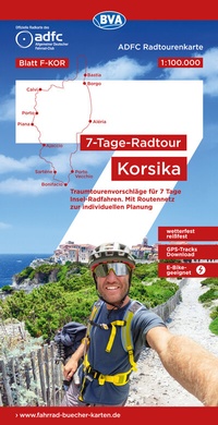 Abbildung von: ADFC-Radtourenkarte F-KOR 7-Tage-Radtour Korsika, 1:100.000, reiß- und wetterfest, E-Bike geeignet, GPS-Tracks Download, mit Kilometer-Angaben - BVA BikeMedia