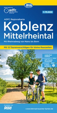 Abbildung von: ADFC-Regionalkarte Koblenz Mittelrheintal, 1:75.000, mit Tagestourenvorschlägen, reiß- und wetterfest, E-Bike-geeignet, GPS-Tracks-Download - BVA BikeMedia