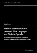 Cover: Medical communication between Plain Language and Einfache Sprache - Frank & Timme