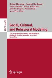 Enlarge image Cover: Social, Cultural, and Behavioral Modeling - Springer