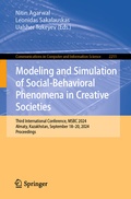 Cover: Modeling and Simulation of Social-Behavioral Phenomena in Creative Societies - Springer