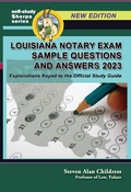 Cover: Louisiana Notary Exam Sample Questions and Answers 2023: Explanations Keyed to the Official Study Guide - Quid Pro, LLC