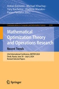 Cover: Mathematical Optimization Theory and Operations Research: Recent Trends - Springer
