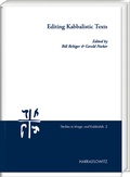 Cover: Editing Kabbalistic Texts - Harrassowitz Verlag