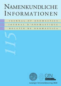 Abbildung von: Namenkundliche Informationen 115 - Leipziger Uni-Vlg