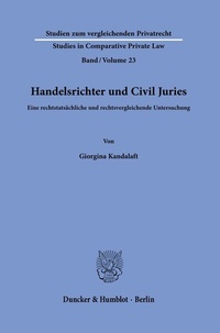 Abbildung von: Handelsrichter und Civil Juries - Duncker & Humblot