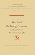 Cover: Der Stand der Lessing-Forschung - J.B. Metzler