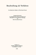Cover: Beschreibung als Verfahren - J.B. Metzler