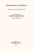 Cover: Beschreibung als Verfahren - J.B. Metzler