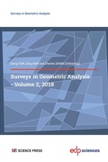 Cover: Surveys in Geometric Analysis - Volume 2, 2018 - EDP sciences