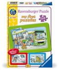 Cover: Kinderpuzzle 3x6 Teile - Wieso? Weshalb? Warum? Unterwegs mit Bus, Bahn und Flugzeug - Ravensburger