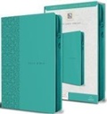 Cover: KJV Holy Bible, Large Print Handy Size, Aquamarine Premium Imitation Leather w/Ribbon Marker, Red Letter, Zipper - Origen