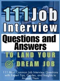 Cover: 111 Job Interview Questions and Answers to Land Your Dream Job - Aria Capri International Inc.