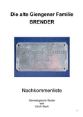 Cover: Die alte Giengener Familie BRENDER - epubli