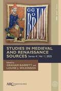 Cover: Studies in Medieval and Renaissance Sources, ser. 4, no. 1 - Arc Humanities Press