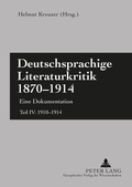 Cover: Deutschsprachige Literaturkritik 1870-1914 - Peter Lang Verlag