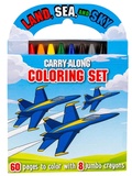 Cover: Land, Sea, and Sky: Carry-Along Coloring Set - Silver Dolphin Books