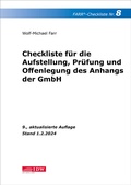 Bild: FARR Checkliste 8 für die Aufstellung, Prüfung und Offenlegung des Anhangs der GmbH - IDW