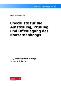 Abbildung von: FARR Checkliste 2 für die Aufstellung, Prüfung und Offenlegung des Konzernanhangs - IDW