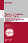 Cover: Advances in Cryptology - ASIACRYPT 2024 - Springer Nature Switzerland AG
