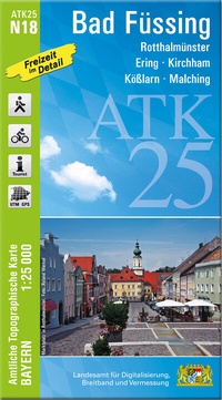 Abbildung von: ATK25-N18 Bad Füssing (Amtliche Topographische Karte 1:25000) - Landesamt für Digitalisierung, Breitband und Vermessung, Bayern
