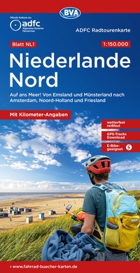 Abbildung von: ADFC-Radtourenkarte NL 1 Niederlande Nord 1:150.000, reiß- und wetterfest, E-Bike geeignet, GPS-Tracks Download, mit Knotenpunkten, mit Bett+Bike Symbolen, mit Kilometer-Angaben - BVA BikeMedia