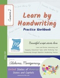Cover: Handwriting Practice Workbook - United States of America, States and Capitals - Cursive, Level 2 - Memorescribe