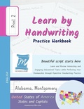 Cover: Handwriting Practice Workbook - United States of America, States and Capitals - Print, Level 2 - Memorescribe