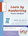 Cover: Handwriting Practice Workbook - United States of America, States and Capitals - Print, Level 3 - Memorescribe