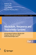 Cover: Blockchain, Metaverse and Trustworthy Systems - Springer