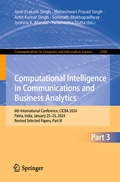 Cover: Computational Intelligence in Communications and Business Analytics - Springer