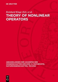 Enlarge image Cover: Theory of Nonlinear Operators - De Gruyter