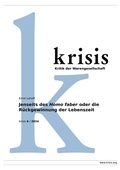 Cover: Jenseits des Homo faber oder die R&uuml;ckgewinnung der Lebenszeit - krisis 4/ 2024 - epubli