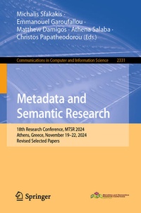Enlarge image Cover: Metadata and Semantic Research - Springer