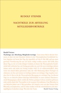 Cover: Nachtr&auml;ge zur Abteilung Mitgliedervortr&auml;ge - Rudolf Steiner Verlag