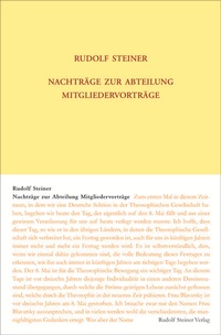 Abbildung von: Nachträge zur Abteilung Mitgliedervorträge - Rudolf Steiner Verlag