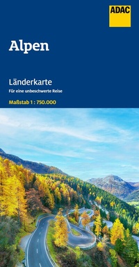 Abbildung von: ADAC Länderkarte Alpen 1:750.000 - ADAC Kartografie ein Imprint von MAIRDUMONT