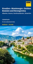 Abbildung von: ADAC Länderkarte Kroatien, Montenegro, Serbien, Bosnien und Herzegowina 1:750.000 - ADAC Kartografie ein Imprint von MAIRDUMONT