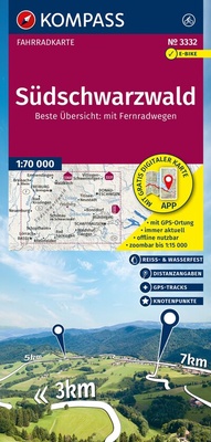 Abbildung von: KOMPASS Fahrradkarte 3332 Südschwarzwald mit Knotenpunkten 1:70.000 - KOMPASS-Karten