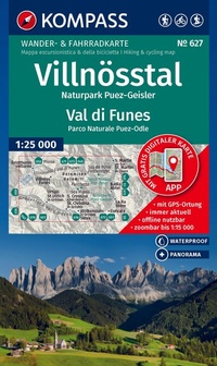 Abbildung von: KOMPASS Wanderkarte 627 Villnösstal / Val di Funes, Naturpark Puez-Geisler / Parco Naturale Puez-Odle 1:25.000 - KOMPASS-Karten
