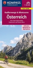 Cover: KOMPASS Radfernwegekarte Radfernwege & Biketouren &Ouml;sterreich - &Uuml;bersichtskarte 1:300.000 - KOMPASS-Karten