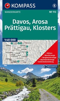 Abbildung von: KOMPASS Wanderkarte 113 Davos, Arosa, Prättigau, Klosters 1:40.000 - KOMPASS-Karten
