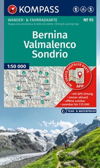 Abbildung von: KOMPASS Wanderkarte 93 Bernina, Valmalenco, Sondrio 1:50.000 - KOMPASS-Karten