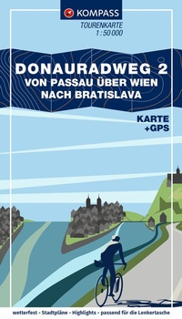 Abbildung von: KOMPASS Fahrrad-Tourenkarte Donauradweg 2, von Passau über Wien nach Bratislava 1:50.000 - KOMPASS-Karten