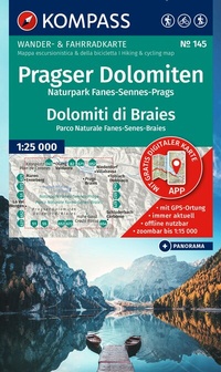 Abbildung von: KOMPASS Wanderkarte 145 Pragser Dolomiten, Naturpark Fanes-Sennes-Prags / Dolomiti di Braies, Parco Naturale Fanes-Senes-Braies 1:25.000 - KOMPASS-Karten
