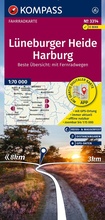 Abbildung von: KOMPASS Fahrradkarte 3314 Lüneburger Heide, Harburg 1:70.000 - KOMPASS-Karten