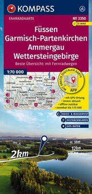 Abbildung von: KOMPASS Fahrradkarte 3350 Füssen, Garmisch-Partenkirchen, Ammergau, Wettersteingebirge 1:70.000 - KOMPASS-Karten
