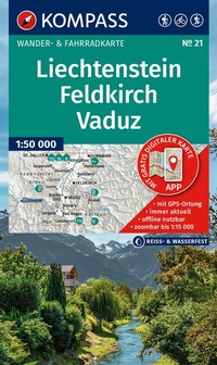 Abbildung von: KOMPASS Wanderkarte 21 Liechtenstein, Feldkirch, Vaduz 1:50.000 - KOMPASS-Karten