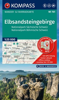 Abbildung von: KOMPASS Wanderkarte 761 Elbsandsteingebirge, Nationalpark Sächsische Schweiz, Nationalpark Böhmische Schweiz 1:25.000 - KOMPASS-Karten
