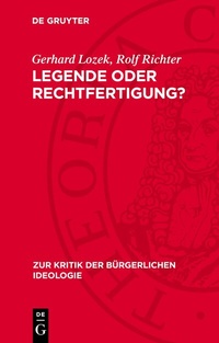 Abbildung von: Legende oder Rechtfertigung? - De Gruyter